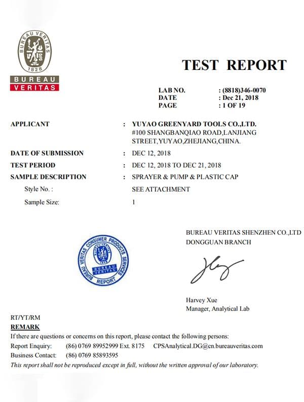 GreenYard certification document 2