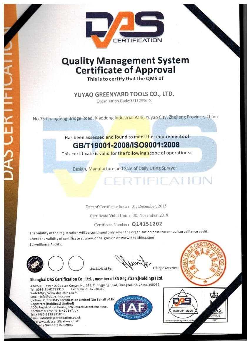 GreenYard certification document 3